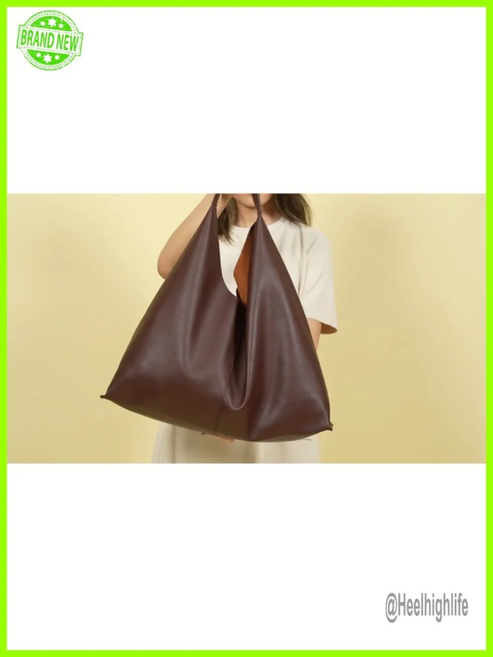 Large Vegan Leather Tote Bag Oversized Hobo Shoulder Bag Work Travel - Picture 6 of 6
